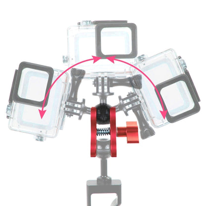 PULUZ Dual Ball Clamp Open Hole Diving Camera Bracket CNC Aluminum Spring Flashlight Clamp for Diving Underwater Photography System(Red)