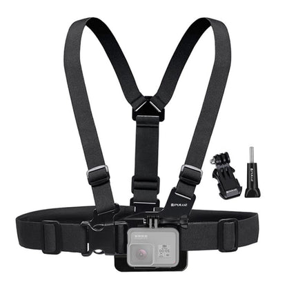 PULUZ Sangle de poitrine réglable avec fixation en J et longue vis pour GoPro, Insta360, DJI et autres caméras d'action