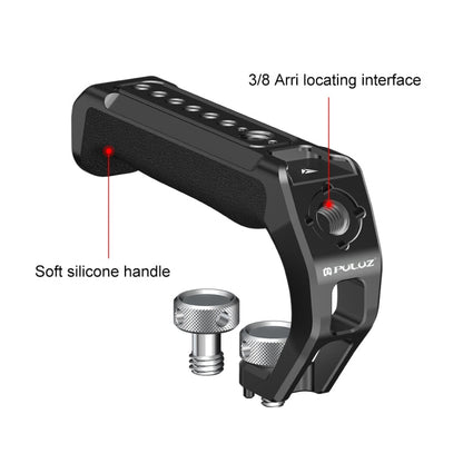 PULUZ Arri Metal Silicone Top Handle with Cold Shoe Mount for Mirrorless Camera Cage Stabilizer (Black)