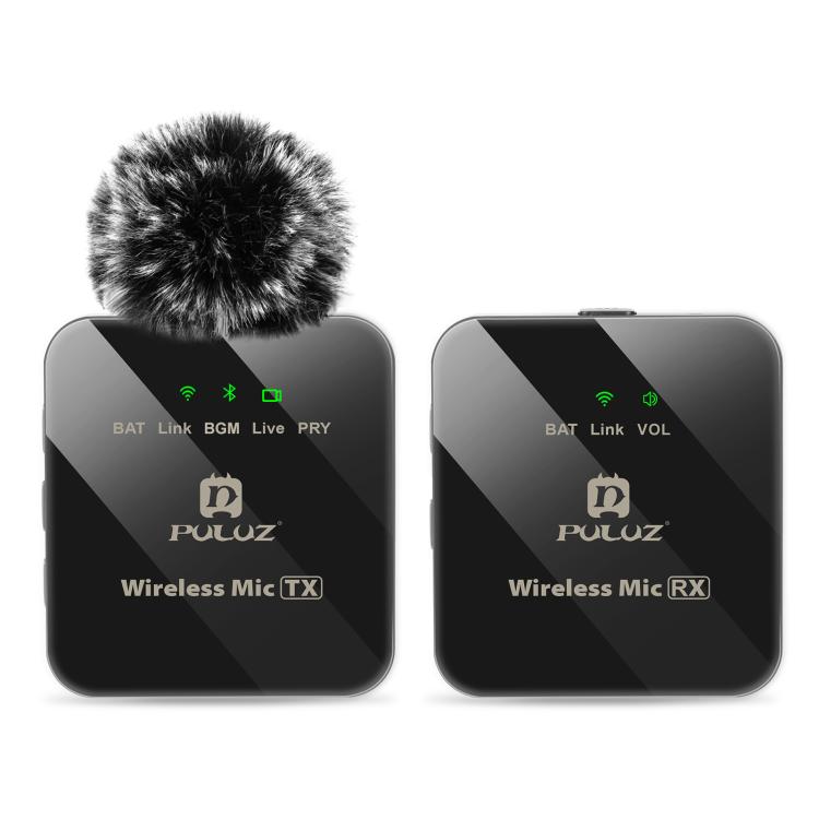PULUZ 1 TX + 1 RX Wireless Lavalier Microphone (Black)