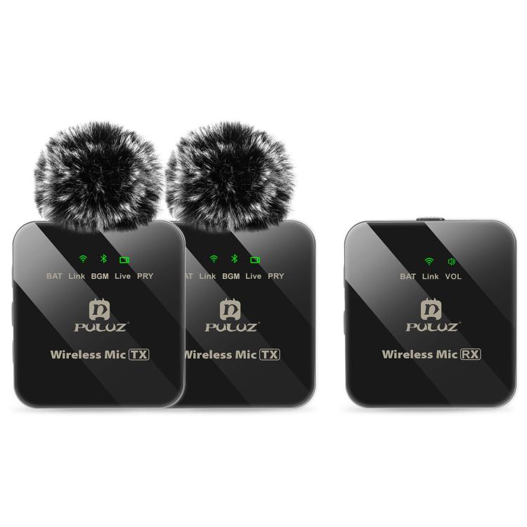 PULUZ 2 TX + 1 RX Microphone Lavalier sans Fil (Noir)