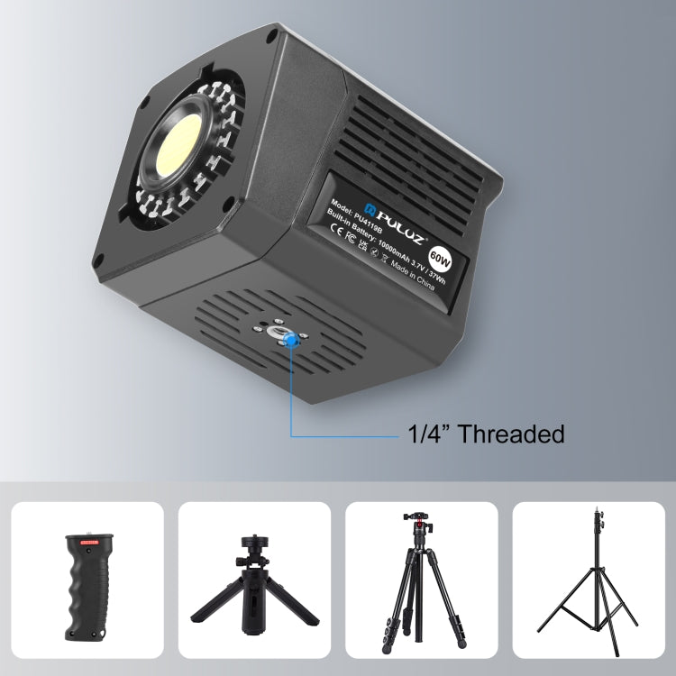 PULUZ 60W Studio Video Light 2500K-6500K Dual Color Temperature Professional Photography Fill Light (Black)