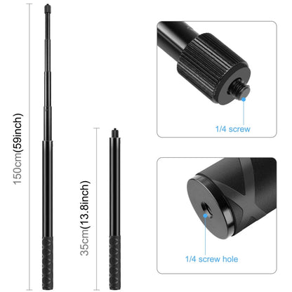 PULUZ Cycling Quick Release Bracket with 150cm Selfie Stick Set, Double Dual-heads Crabs Clamps Handlebar Fixed Mount (Black)