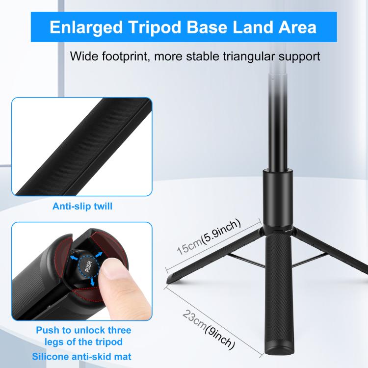 PULUZ 1.22m Retractable Invisible Selfie Stick with Tripod For Insta360 X4 / X4 Air / X3 (Black)