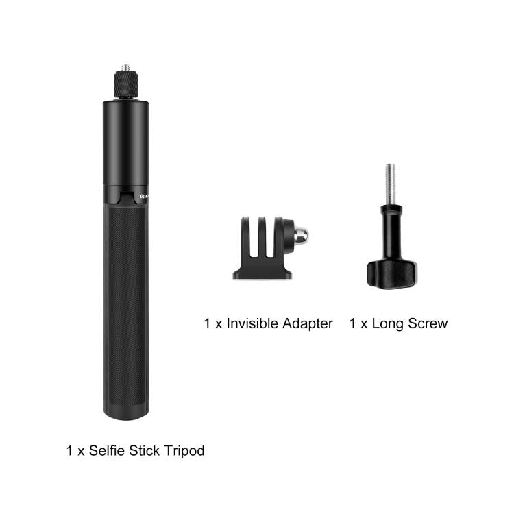 PULUZ 1.22m Retractable Invisible Selfie Stick with Tripod For Insta360 X4 / X4 Air / X3 (Black)
