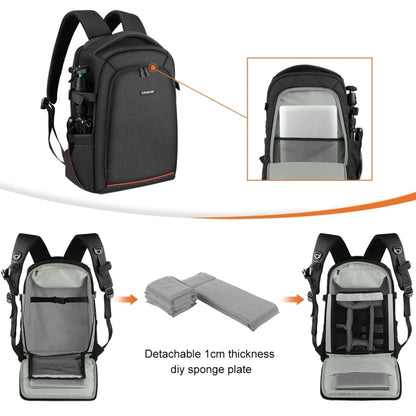 [RUS Warehouse] PULUZ Outdoor Portable Waterproof Scratch-proof Dual Shoulders Backpack Handheld PTZ Stabilizer Camera Bag with Rain Cover for Digital Camera, DJI Ronin-SC / Ronin-S(Black)