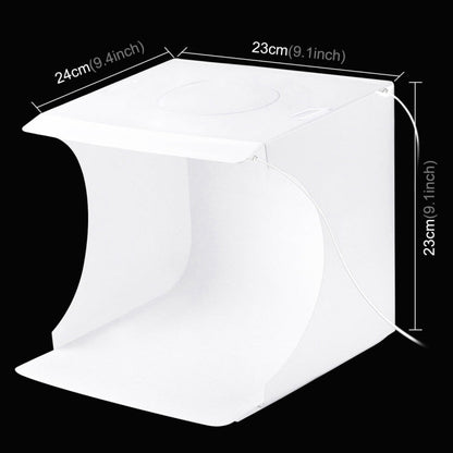 [RUS Warehouse] PULUZ 20cm Include 2 LED Panels Folding Portable 1100LM Light Photo Lighting Studio Shooting Tent Box Kit with 6 Colors Backdrops (Black, White, Yellow, Red, Green, Blue), Unfold Size: 24cm x 23cm x 23cm