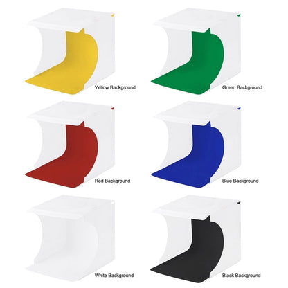 [RUS Warehouse] PULUZ 20cm Include 2 LED Panels Folding Portable 1100LM Light Photo Lighting Studio Shooting Tent Box Kit with 6 Colors Backdrops (Black, White, Yellow, Red, Green, Blue), Unfold Size: 24cm x 23cm x 23cm