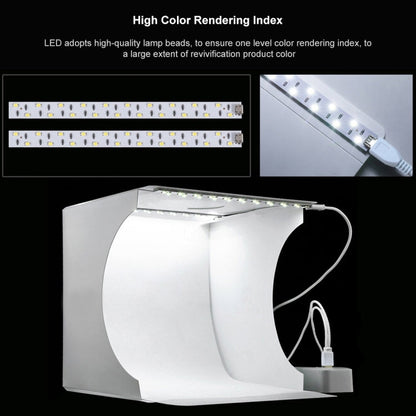 [RUS Warehouse] PULUZ 20cm Include 2 LED Panels Folding Portable 1100LM Light Photo Lighting Studio Shooting Tent Box Kit with 6 Colors Backdrops (Black, White, Yellow, Red, Green, Blue), Unfold Size: 24cm x 23cm x 23cm