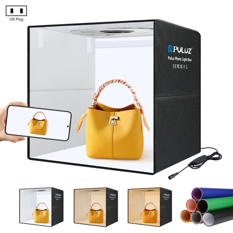 PULUZ 50cm Folding Portable Ring Light Photo Lighting Studio Shooting Tent Box with 6 x Dual-Side Backdrops, Size: 50cm x 50cm x 50cm (US Plug)