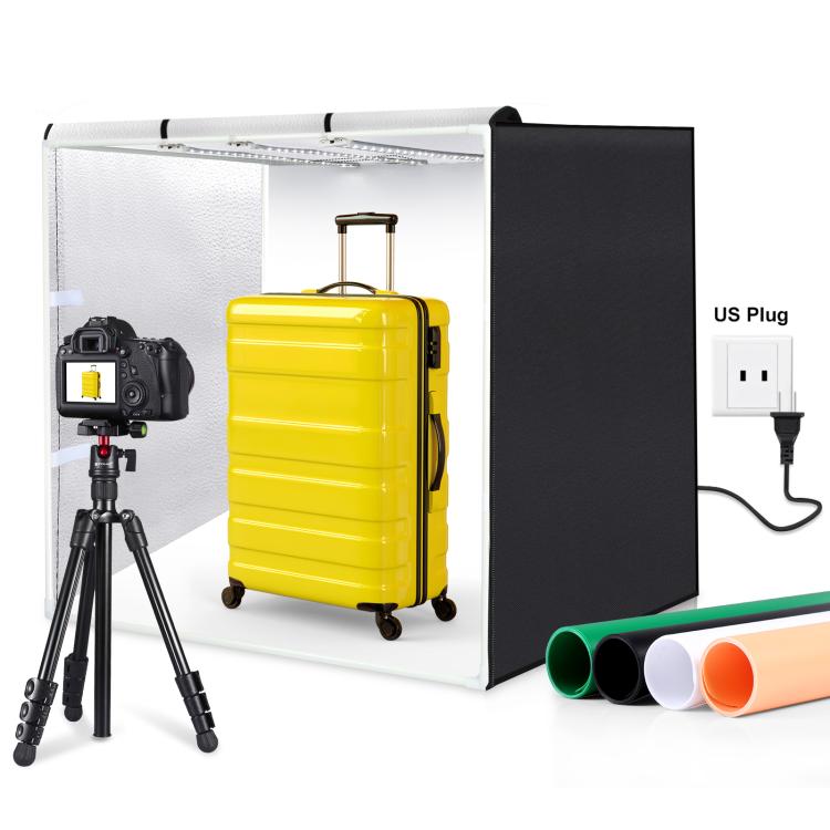 PULUZ 80cm Folding Portable 90W 14000LM High CRI White Light Photo Lighting Studio Shooting Tent Box Kit with 4 Colors Black, White, Orange, Green Backdrops (US Plug)
