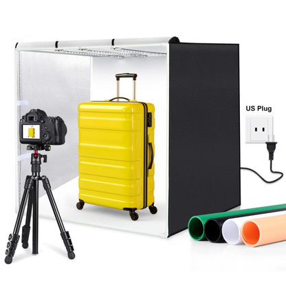 PULUZ 80cm Folding Portable 90W 14000LM High CRI White Light Photo Lighting Studio Shooting Tent Box Kit with 4 Colors Black, White, Orange, Green Backdrops (US Plug)