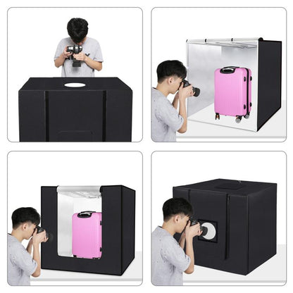 PULUZ 80cm Folding Portable 90W 14000LM High CRI White Light Photo Lighting Studio Shooting Tent Box Kit with 4 Colors Black, White, Orange, Green Backdrops (US Plug)