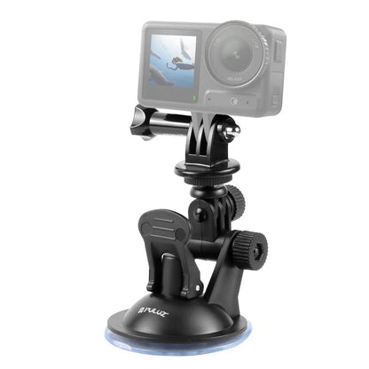 PULUZ Car Suction Cup Mount with Screw & Tripod Mount Adapter & Storage Bag for GoPro, Insta360, DJI and Other Action Cameras