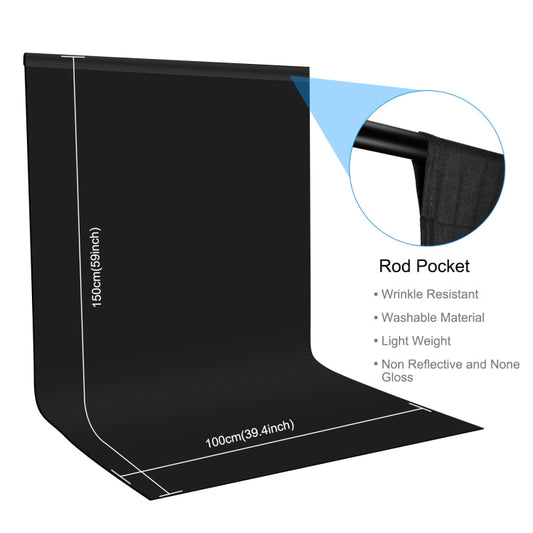 PULUZ 1m x 1.5m Photography Background Photo Studio Background Cloth Backdrop (Black)