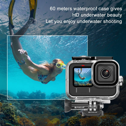 [US Warehouse] For GoPro HERO13 Black /12 Black /11 Black /10 Black /9 Black PULUZ 60m Waterproof Housing Protective Case with Buckle Basic Mount & Screw