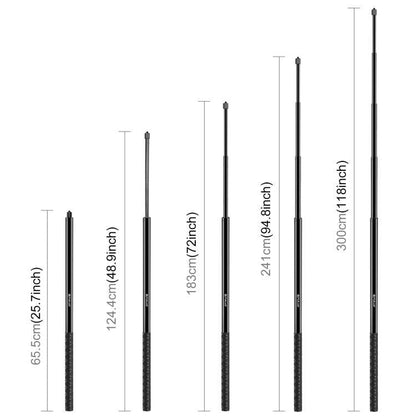 PULUZ 3m Metal Selfie Stick Monopod  for Insta360 One RS / X2 / X3 / X4 / DJI Osmo 360 (Black)