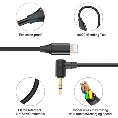 Câble adaptateur audio de microphone en direct PULUZ 3,5 mm TRS mâle vers 8 broches mâle pour PU3153 / PU3154 (Noir)