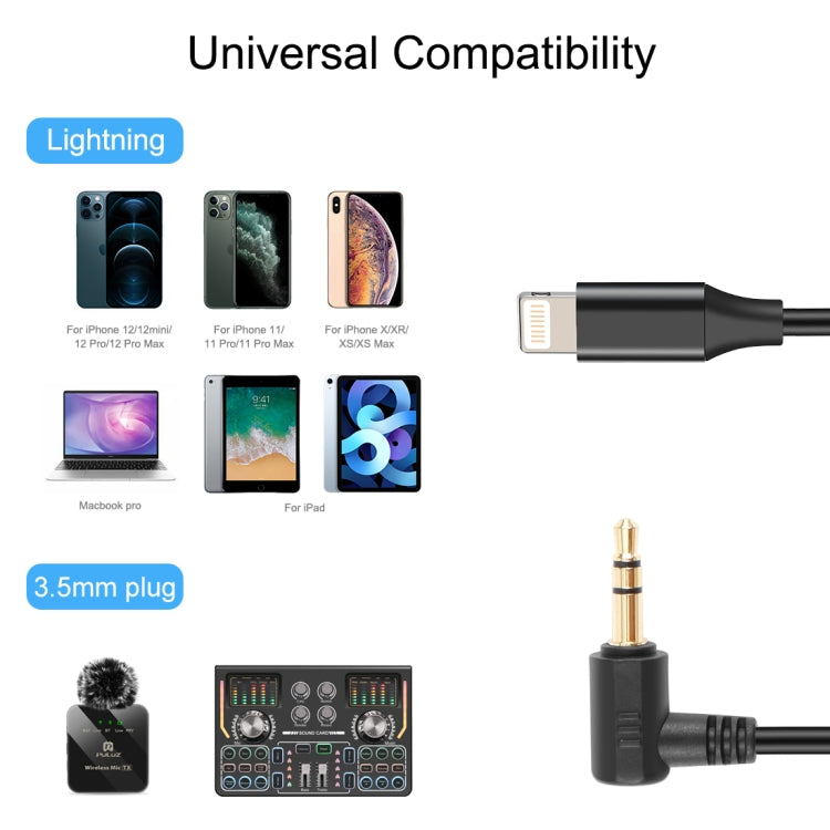 Câble adaptateur audio de microphone en direct PULUZ 3,5 mm TRS mâle vers 8 broches mâle pour PU3153 / PU3154 (Noir)