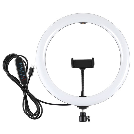 PULUZ PD20W 11,8 pouces 30cm Type-C 3 modes de gradation à double température de couleur LED Anneau lumineux diffus incurvé Vlogging Selfie Photographie Lumières vidéo avec pince de téléphone (Noir)