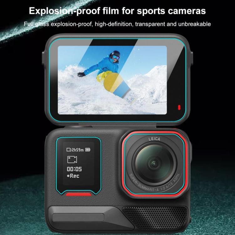 For Insta360 Ace Pro 2 PULUZ 3 in 1 Rear & Front  Screen and Lens Tempered Glass Film (Transparent)