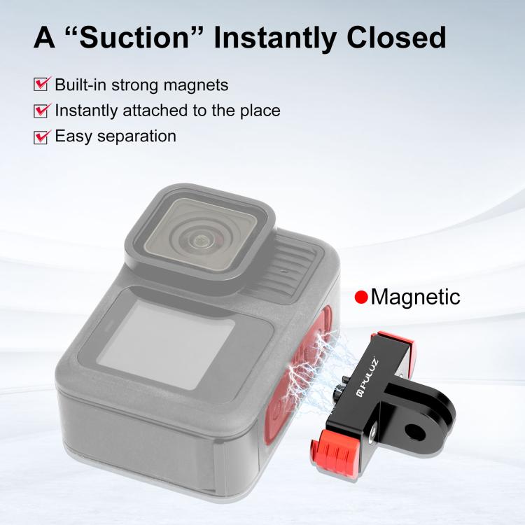 For GoPro HERO13 Black  PULUZ Magnetic Quick Release Base Mount (Black Red)