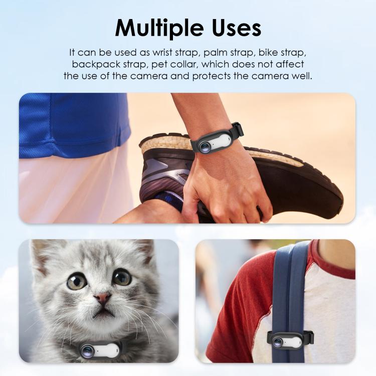 For Insta360 GO 3 / GO 3S PULUZ Camera Silicone Case Wristband Bicycle Strap Extension Mount (Black)