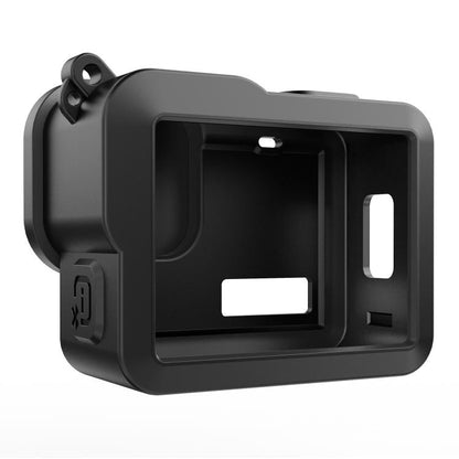 For GoPro HERO 4K 2024 PULUZ Silicone Protective Case Side Interface Cover with Wrist Strap & Lens Cover (Black)