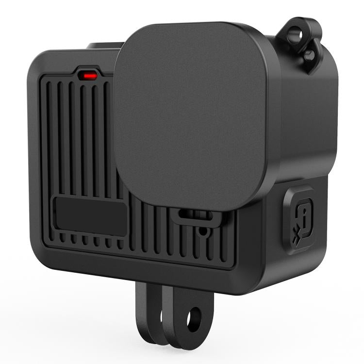 For GoPro HERO 4K 2024 PULUZ Silicone Protective Case Side Interface Cover with Wrist Strap & Lens Cover (Black)