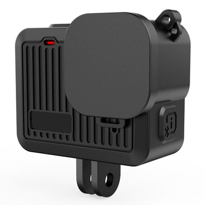 For GoPro HERO 4K 2024 PULUZ Silicone Protective Case Side Interface Cover with Wrist Strap & Lens Cover (Black)