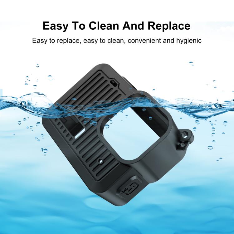 For GoPro HERO 4K 2024 PULUZ Silicone Protective Case Side Interface Cover with Wrist Strap & Lens Cover (Black)