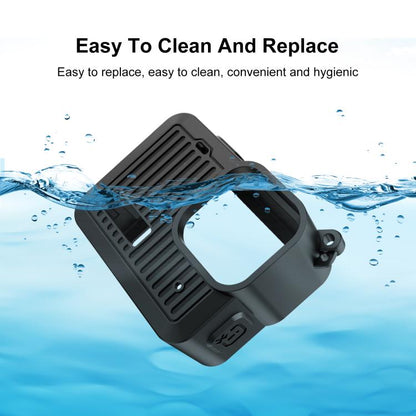 For GoPro HERO 4K 2024 PULUZ Silicone Protective Case Side Interface Cover with Wrist Strap & Lens Cover (Black)