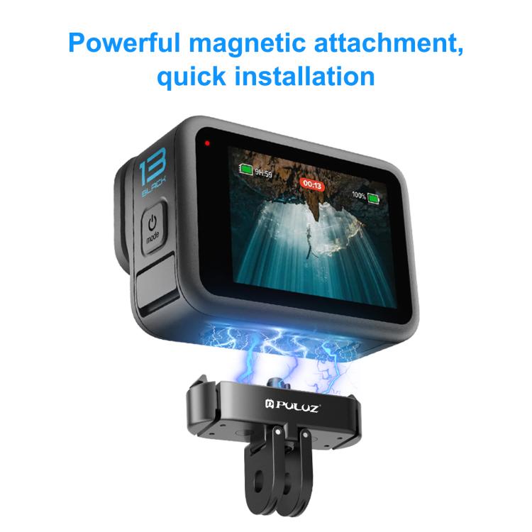 For GoPro HERO13 Black / MAX2 PULUZ Magnetic Quick Release Metal Base (Black)