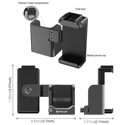 Pour DJI OSMO Pocket 3 Support d'adaptateur de pince de téléphone à cadre de protection PULUZ (Noir)