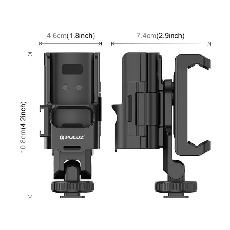 For DJI OSMO Pocket 4 / 3 PULUZ Protective Frame Expansion Phone Clamp, Compatible with Tripod Pole (Black)