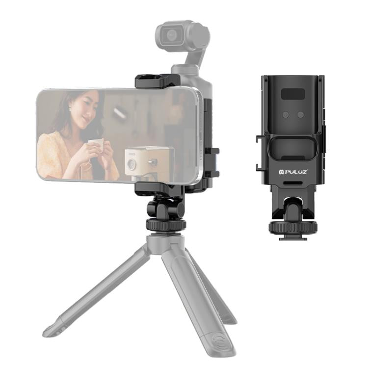 For DJI OSMO Pocket 4 / 3 PULUZ Protective Frame Expansion Phone Clamp, Compatible with Tripod Pole (Black)
