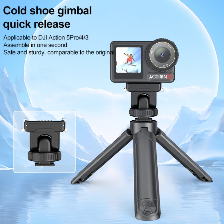 For DJI Osmo Action 5 Pro / 4 / 3 PULUZ Cold Shoe Gimbal Quick Release Base Adapter (Black)