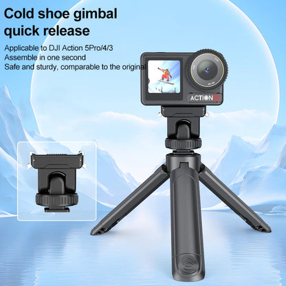 For DJI Osmo Action 5 Pro / 4 / 3 PULUZ Cold Shoe Gimbal Quick Release Base Adapter (Black)