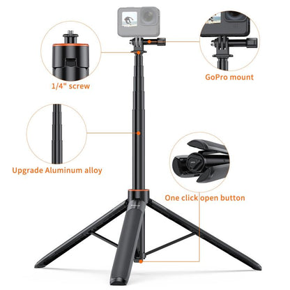 PULUZ 1.4m Action Camera Selfie Stick Tripod Vlog Live Streaming Holder (Black)
