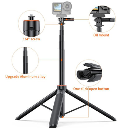 PULUZ 1.4m Action Camera Selfie Stick Tripod Vlog Live Streaming Holder (Black)