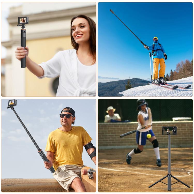 PULUZ 1.4m Action Camera Selfie Stick Tripod Vlog Live Streaming Holder (Black)
