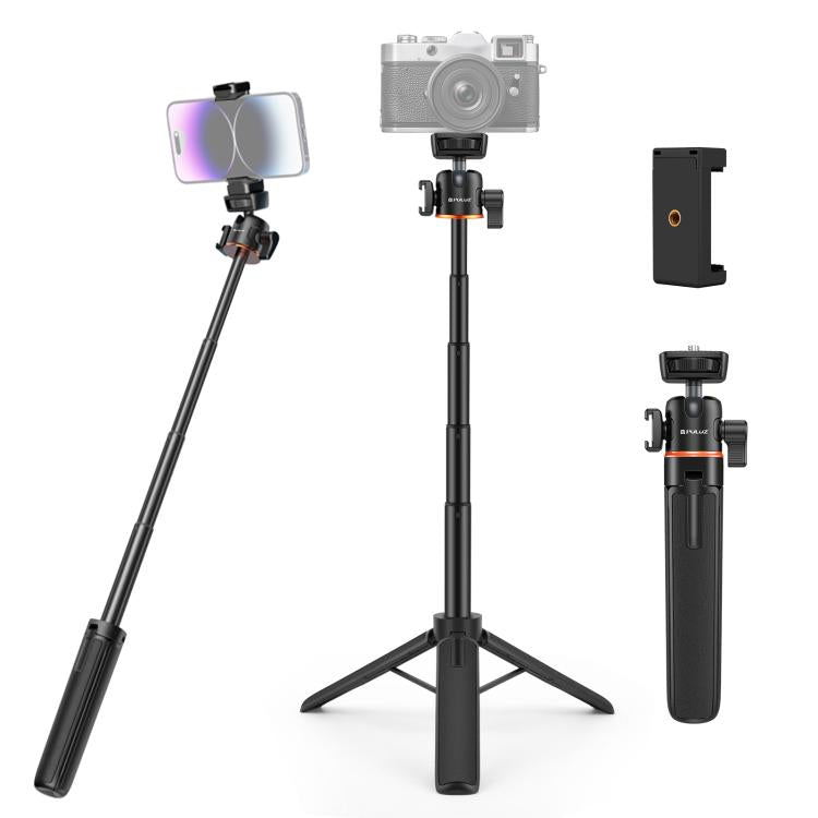 PULUZ Mini trépied d'extension pour caméra de téléphone, rotule à 360 degrés, griffe froide, perche à selfie (noir)