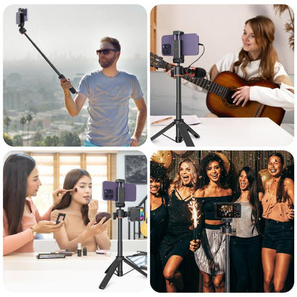PULUZ Mini trépied d'extension pour caméra de téléphone, rotule à 360 degrés, griffe froide, perche à selfie (noir)