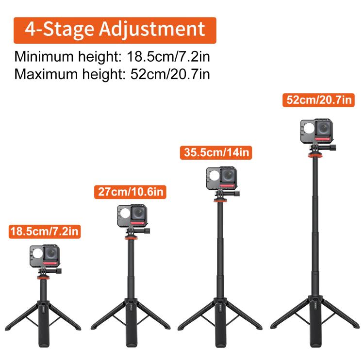 Perche à selfie trépied extensible PULUZ pour caméra d'action GoPro (Noir)