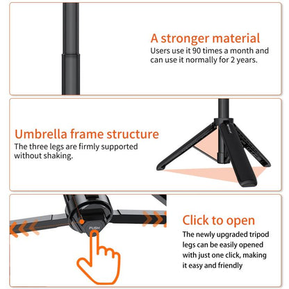 PULUZ Action Camera Extension Tripod Selfie Stick Stand for GoPro (Black)