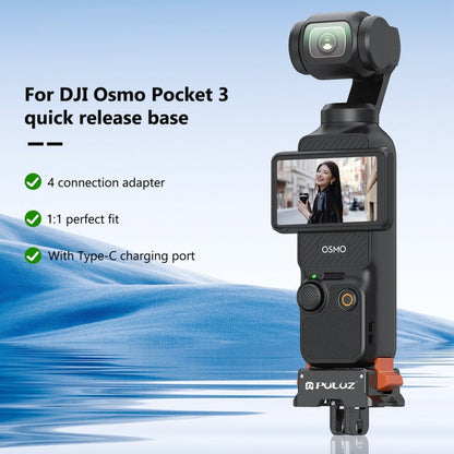 For DJI Osmo Pocket 3 PULUZ Type-C Charging Base Quick Release Mount Adapter (Black)