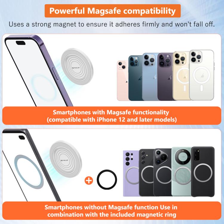 PULUZ Mobile Phone MagSafe Magnetic Makeup Mirror Rear Camera Video Selfie Mirror (White)