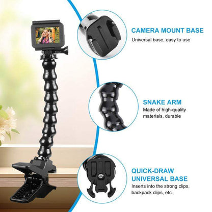 PULUZ Action Sports Cameras Jaws Flex Clamp Mount with Phone Clamp (Black)