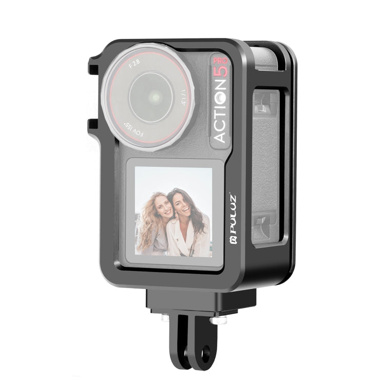 For DJI Osmo Action 5 Pro / 4 / 3 PULUZ Metal Cage Expansion Adapter Frame with Cold Shoe (Black)