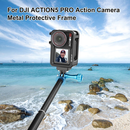 For DJI Osmo Action 5 Pro / 4 / 3 PULUZ Metal Cage Expansion Adapter Frame with Cold Shoe (Black)